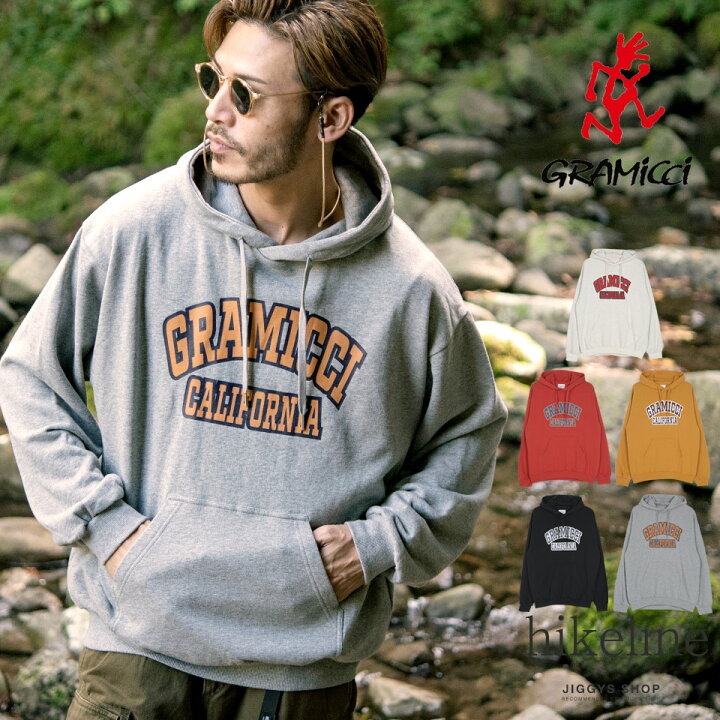 楽天市場 送料無料 クーポン対象外 Gramicci グラミチ Logo Hooded Sweatshirt パーカー メンズ パーカ おしゃれ ブランド スウェット プルオーバーパーカー プルパーカー トップス メンズファッション 冬 冬服 冬物 ブラック グレー アウトドア Jiggys Shop