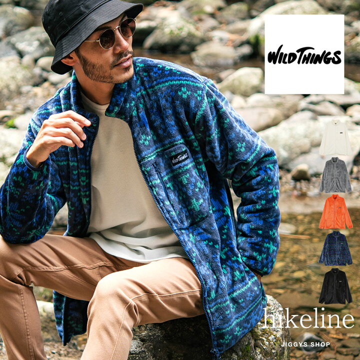 楽天市場 送料無料 クーポン対象外 Wild Things ワイルドシングス Shaggy Fleece Jacket ブルゾン メンズ ジャケット防寒 アウター メンズファッション 冬 冬服 冬物 ブラック グレー ホワイト 柄 フリース アウトドア Jiggys Shop