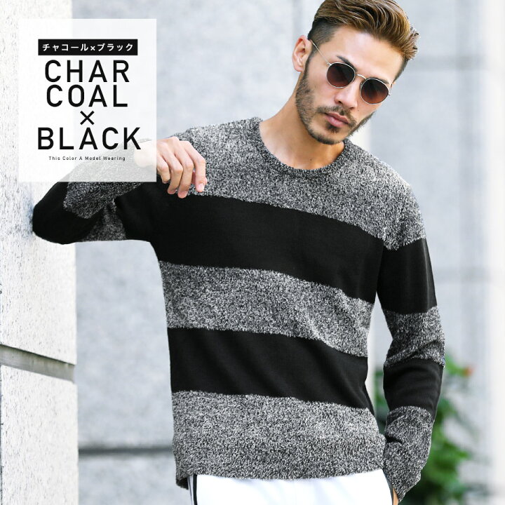 楽天市場 モールボーダーニット ニット セーター メンズ クルーネック 薄手 トップス メンズファッション 冬 冬服 冬物 ブラック ホワイト 柄 ボーダー Jiggys Shop