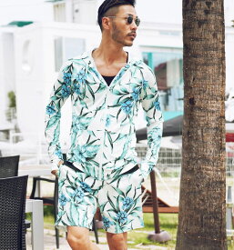 【春先取りSALE】【SALE】【送料無料】 水着 メンズ セットアップ 夏 上下セット◆スイムセットアップ◆UPF50+ スイムパンツ ラッシュガード 薄手 長袖 水陸両用 ボードパンツ サーフパンツ 海パン プール ビーチ 海 速乾 夏服 ペア ペアルック 迷彩