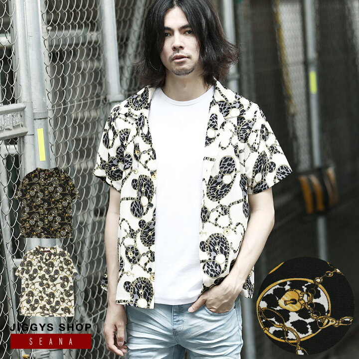 楽天市場 Seana シーナ キーレオテンスパターンシャツ 半袖シャツ メンズ カジュアルシャツ オープンカラーシャツ 柄シャツ 5分 7分袖 シャツ トップス V系 ヴィジュアル系 ファッション モード系 ビジュアル系 春 春服 春物 夏 夏服 夏物 Jiggys Shop