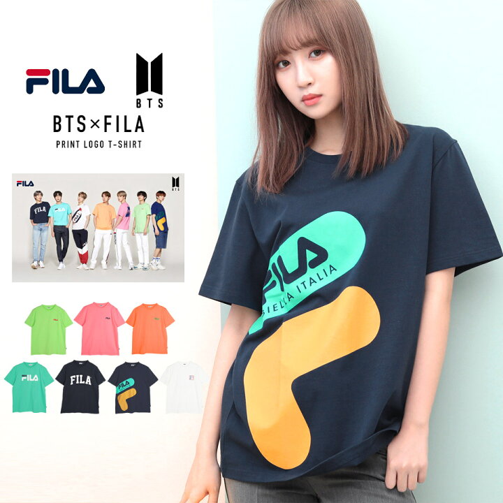 楽天市場 送料無料 Fila Bts コラボ Tシャツ メンズ ブランド Fila フィラ Bts 防弾少年団 コラボ プリントtシャツ クルーネック ロゴt 夏服 秋服 無地 カットソー 半袖 おしゃれ ティーシャツ グッズ ペアルック 白 黒 韓国 ファッション Jiggys Shop