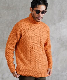 【送料無料】ニット セーター メンズ ケーブルニット◆マルチネックフィッシャーマンニット◆メンズニット メンズセーター ケーブル編み モックネック クルーネック タートルネック 服 秋服 冬服 厚手 冬 ボーダー レディース ペア