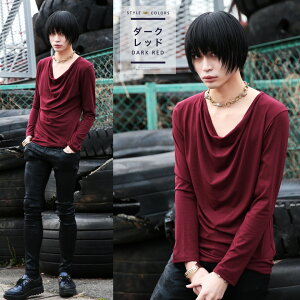 【送料無料】【タダ割】◆roshell(ロシェル)ドレープロングスリーブT◆Men'sロンTTシャツカットソーメンズロンティー無地ロングTシャツ長袖長袖Tシャツお兄系v系モード系メンズファッションレディース秋服