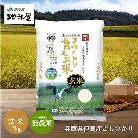 新米 令和7年産 無農薬 玄米 2kg 無農薬米 無化学肥料 送料無料 無農薬玄米 有機 玄米食 無農薬 発酵玄米 発芽玄米 玄米食 コウノトリ育むお米 おためし 健康 コシヒカリ 西日本 但馬産 特A 無農薬米 こうのとり 豊岡 こうのとり米