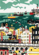 川西英　神戸百景　みなと　A2(420mm×594mm）アートポスター 絵画 日本製 インテリア 壁紙