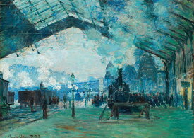 モネ　ノルマンディー列車の到着、サン・ラザール駅　A2(420mm×594mm）アートポスター 日本製 絵画 インテリア 壁紙