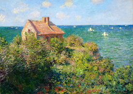 モネ　ヴァランジュヴィルの崖の漁師小屋　A2(420mm×594mm）アートポスター 日本製 絵画 インテリア 壁紙