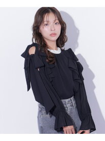 ショルダーラッフルリボンブラウス JILL by JILL STUART ジル バイ ジル スチュアート トップス シャツ・ブラウス ブラック ホワイト ブルー【先行予約】*【送料無料】[Rakuten Fashion]