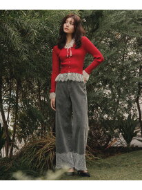 裾レースワイドデニムパンツ JILL by JILL STUART ジル バイ ジル スチュアート パンツ その他のパンツ グレー ブルー【先行予約】*【送料無料】[Rakuten Fashion]