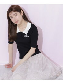ビジューロゴケーブルニット半袖 JILL by JILL STUART ジル バイ ジル スチュアート トップス ニット ブルー ホワイト ブラック【送料無料】[Rakuten Fashion]