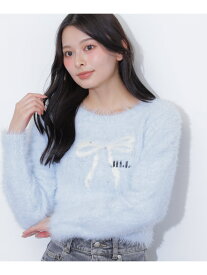 リボンジャカードフェザーニット JILL by JILL STUART ジル バイ ジル スチュアート トップス ニット ピンク ブラック ホワイト ブルー【先行予約】*【送料無料】[Rakuten Fashion]
