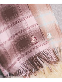 ＜BEARシリーズ＞ベア刺繍チェックストール/マフラー JILL by JILL STUART ジル バイ ジル スチュアート ファッション雑貨 スカーフ・バンダナ ブラック ベージュ ピンク【先行予約】*【送料無料】[Rakuten Fashion]
