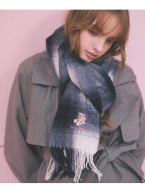 ＜BEARシリーズ＞ベア刺繍チェックストール/マフラー JILL by JILL STUART ジル バイ ジル スチュアート ファッション雑貨 スカーフ・バンダナ ブラック ベージュ ピンク【先行予約】*【送料無料】[Rakuten Fashion]