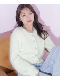 リボンボタンフェザーカーディガン JILL by JILL STUART ジル バイ ジル スチュアート トップス ニット グリーン ホワイト ブラウン ピンク【先行予約】*【送料無料】[Rakuten Fashion]