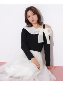 アシメリボンドッキングワンピース JILL by JILL STUART ジル バイ ジル スチュアート ワンピース・ドレス ワンピース ブラック ホワイト ブルー【送料無料】[Rakuten Fashion]