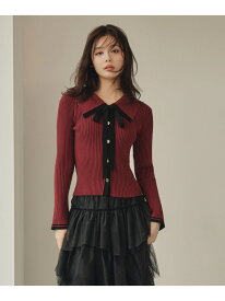配色ボウタイコンパクトニット JILL by JILL STUART ジル バイ ジル スチュアート トップス ニット ホワイト ブラック レッド【先行予約】*【送料無料】[Rakuten Fashion]