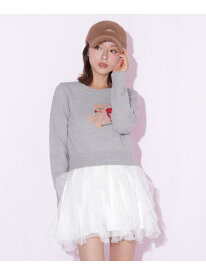 ＜BEARシリーズ＞インターシャニット JILL by JILL STUART ジル バイ ジル スチュアート トップス ニット ネイビー ホワイト グレー【送料無料】[Rakuten Fashion]