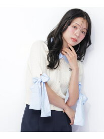袖リボンケーブルカーディガン半袖 JILL by JILL STUART ジル バイ ジル スチュアート トップス ニット ネイビー グレー ホワイト【送料無料】[Rakuten Fashion]