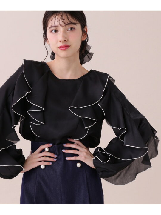 楽天市場】【SALE／55%OFF】バイカラーラッフルブラウス JILL by JILL 