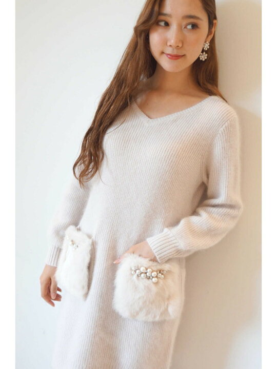 楽天市場】【SALE／60%OFF】アンゴラ ファー ポケット ニット 