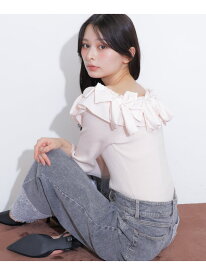 フリルリボンオフショルニット JILL by JILL STUART ジル バイ ジル スチュアート トップス ニット ピンク ブラック ホワイト【先行予約】*【送料無料】[Rakuten Fashion]
