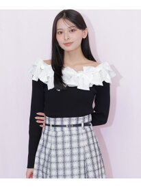 フリルリボンオフショルニット JILL by JILL STUART ジル バイ ジル スチュアート トップス ニット ピンク ブラック ホワイト【先行予約】*【送料無料】[Rakuten Fashion]
