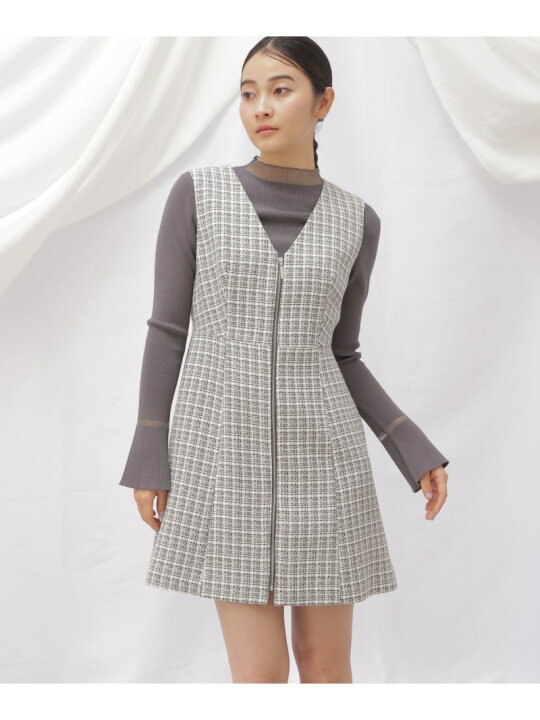 楽天市場】【SALE／40%OFF】◇フロントジップツイードミニワンピース  