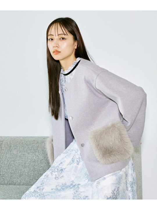 楽天市場】【SALE／50%OFF】ポケットフェイクファーノーカラーコート 