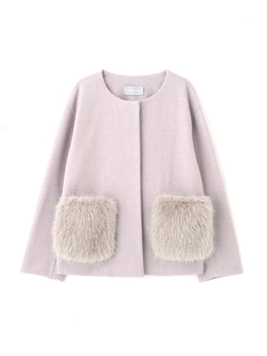 楽天市場】【SALE／50%OFF】ポケットフェイクファーノーカラーコート 
