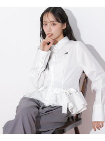 裾ラッフルシャツ JILL by JILL STUART ジル バイ ジル スチュアート トップス シャツ・ブラウス ホワイト ブルー ネイビー【送料無料】[Rakuten Fashion]