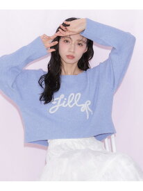 バックリボンロゴニット JILL by JILL STUART ジル バイ ジル スチュアート トップス ニット ブルー グレー ピンク【送料無料】[Rakuten Fashion]
