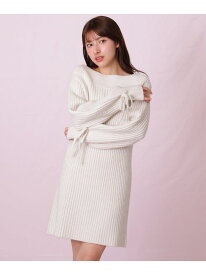 【SALE／55%OFF】袖リボンニットワンピース JILL by JILL STUART ジル バイ ジル スチュアート ワンピース・ドレス ワンピース ベージュ レッド【RBA_E】【送料無料】[Rakuten Fashion]