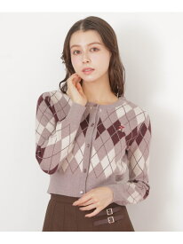 ＜BEARシリーズ＞アーガイルカーディガン JILL by JILL STUART ジル バイ ジル スチュアート トップス ニット ネイビー ブルー ブラウン ピンク【送料無料】[Rakuten Fashion]