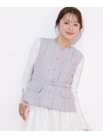 【SALE／55%OFF】ベルト付きツィードジレ JILL by JILL STUART ジル バイ ジル スチュアート ジャケット・アウター テーラードジャケット・ブレザー ピンク グレー ホワイト【RBA_E】【送料無料】[Rakuten Fashion]