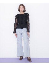 サイドリボンフレアデニム JILL by JILL STUART ジル バイ ジル スチュアート パンツ その他のパンツ ネイビー ブルー【先行予約】*【送料無料】[Rakuten Fashion]