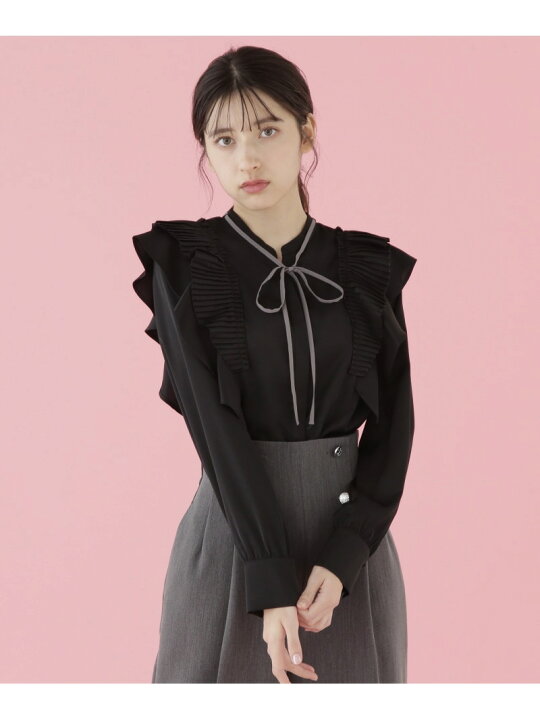 楽天市場】【SALE／40%OFF】長袖プリーツラッフルフリルブラウス JILL 