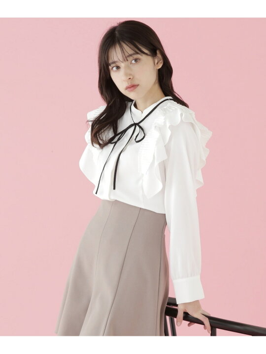 楽天市場】【SALE／40%OFF】長袖プリーツラッフルフリルブラウス JILL 