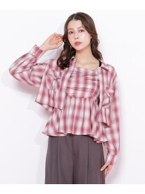 【SALE／46%OFF】オンブレーチェック短丈シャツ JILL by JILL STUART ジル バイ ジル スチュアート トップス シャツ・ブラウス レッド グレー ブラック【RBA_E】【送料無料】[Rakuten Fashion]