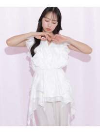 シアーオパールラッフルブラウス JILL by JILL STUART ジル バイ ジル スチュアート トップス シャツ・ブラウス ブルー ホワイト【送料無料】[Rakuten Fashion]