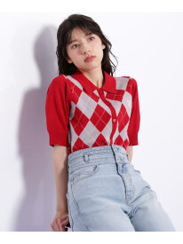 【SALE／30%OFF】ポロ衿アーガイルニット JILL by JILL STUART ジル バイ ジル スチュアート トップス ニット レッド ピンク グレー【RBA_E】【送料無料】[Rakuten Fashion]