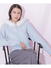 フェイクファー付ケーブルニットパーカー JILL by JILL STUART ジル バイ ジル スチュアート トップス ニット ブルー グレー ホワイト【送料無料】[Rakuten Fashion]