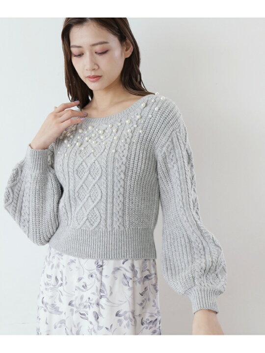 楽天市場】【SALE／50%OFF】パール付ケーブルニットトップス JILL by  