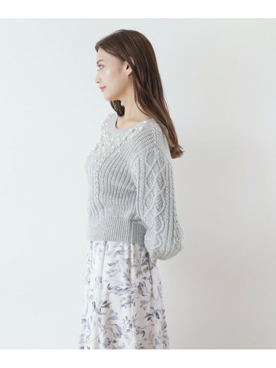 楽天市場】【SALE／50%OFF】パール付ケーブルニットトップス JILL by  