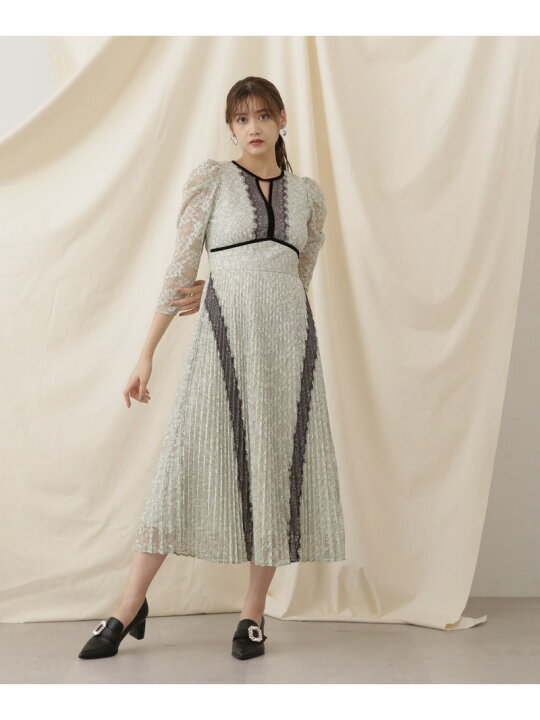 楽天市場】【SALE／64%OFF】ベロアパイピングミックスレースワンピース 