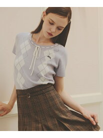 アーガイル半袖ニット JILL by JILL STUART ジル バイ ジル スチュアート トップス ニット ブルー ブラウン ピンク【送料無料】[Rakuten Fashion]