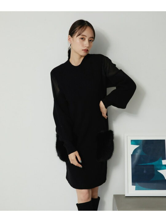 楽天市場】【SALE／60%OFF】フェイクファーポケットニットワンピース 