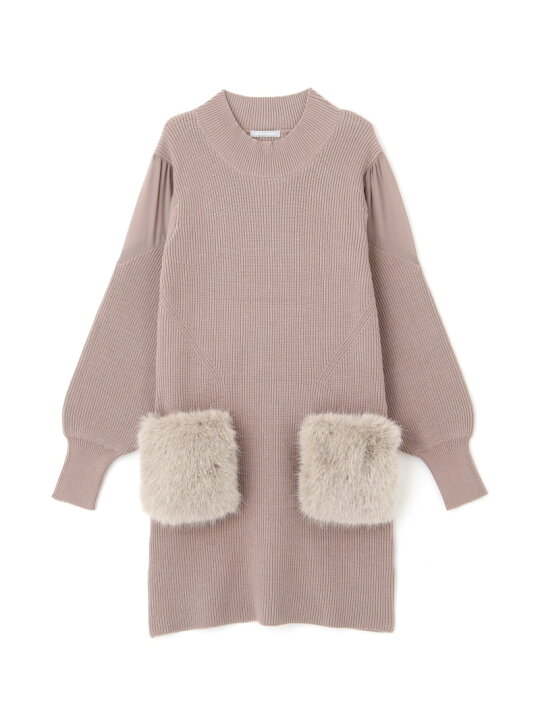 楽天市場】【SALE／60%OFF】フェイクファーポケットニットワンピース 
