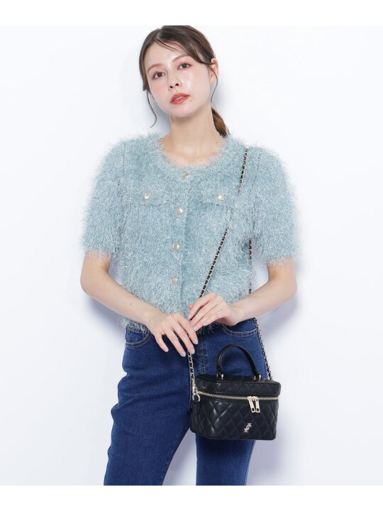 正規品】JILLSTUART ベロア キルティング バニティバッグ ネイビー 