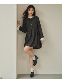 ツイードバルーンミニワンピース JILL by JILL STUART ジル バイ ジル スチュアート ワンピース・ドレス ワンピース ブラック ホワイト【送料無料】[Rakuten Fashion]